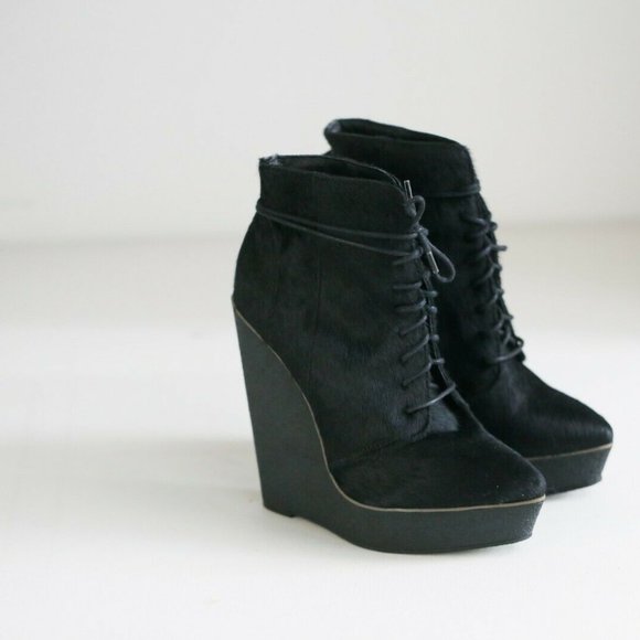 KG Kurt Geiger Black Cow Skin High Lace up boots - Picture 3 of 10